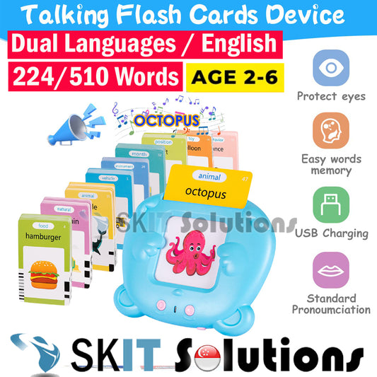 Bilingual Talking Flash Cards Reader Machine Device Flashcards Kids Toddlers Baby Educational Toys Speech Therapy Learning