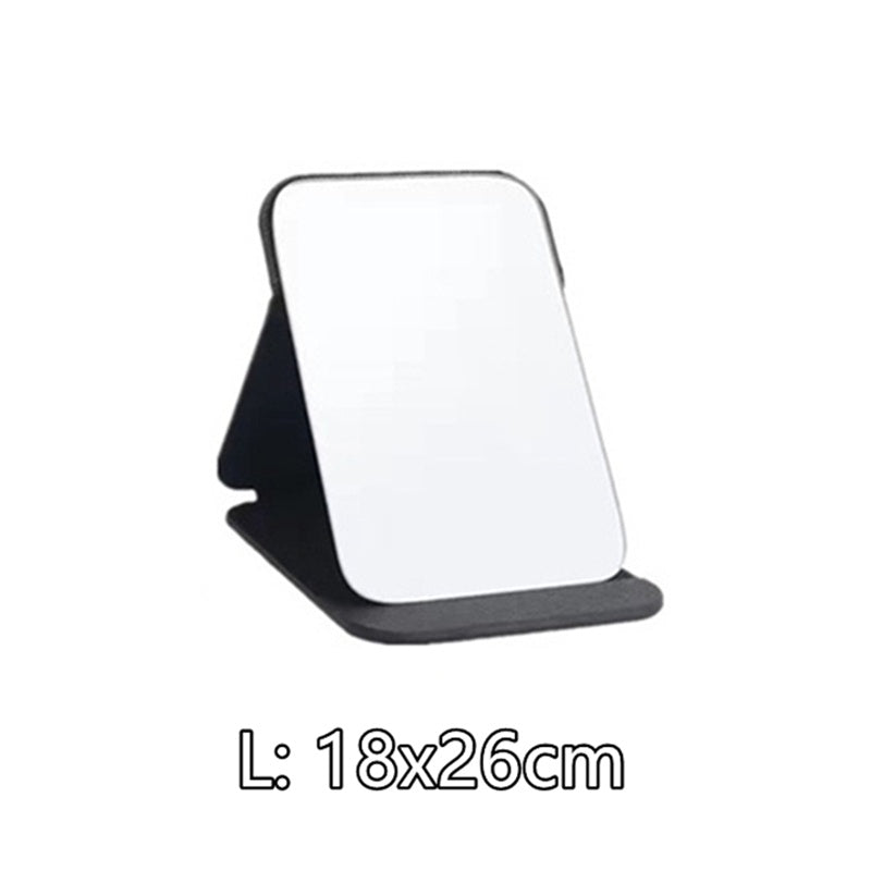 Foldable PU Leather Makeup Mirror Desktop Portable Pocket Cosmetic Travel Vanity Rounded Corner