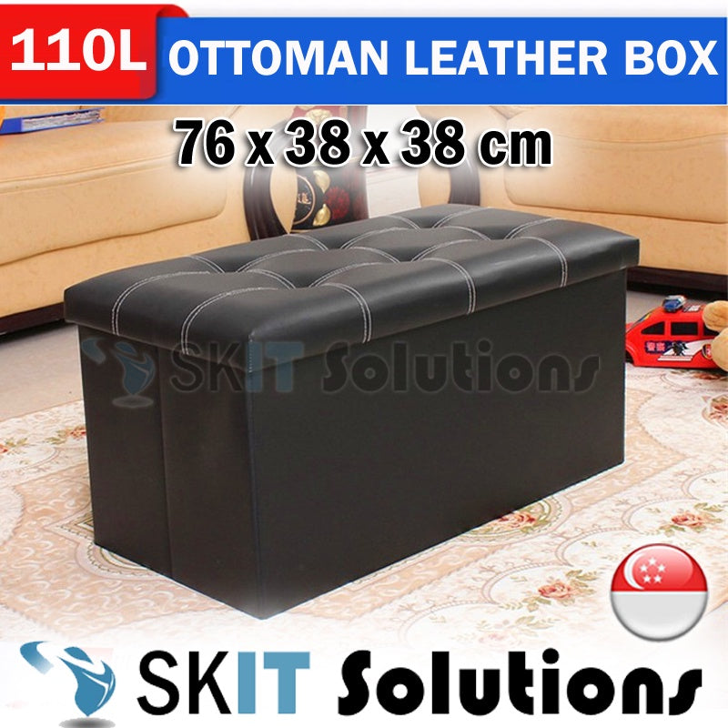 Ottoman Fabric / Leather Storage Box Foldable Sofa Seat Stool Organizer Bench Home Living Space Saving Organiser