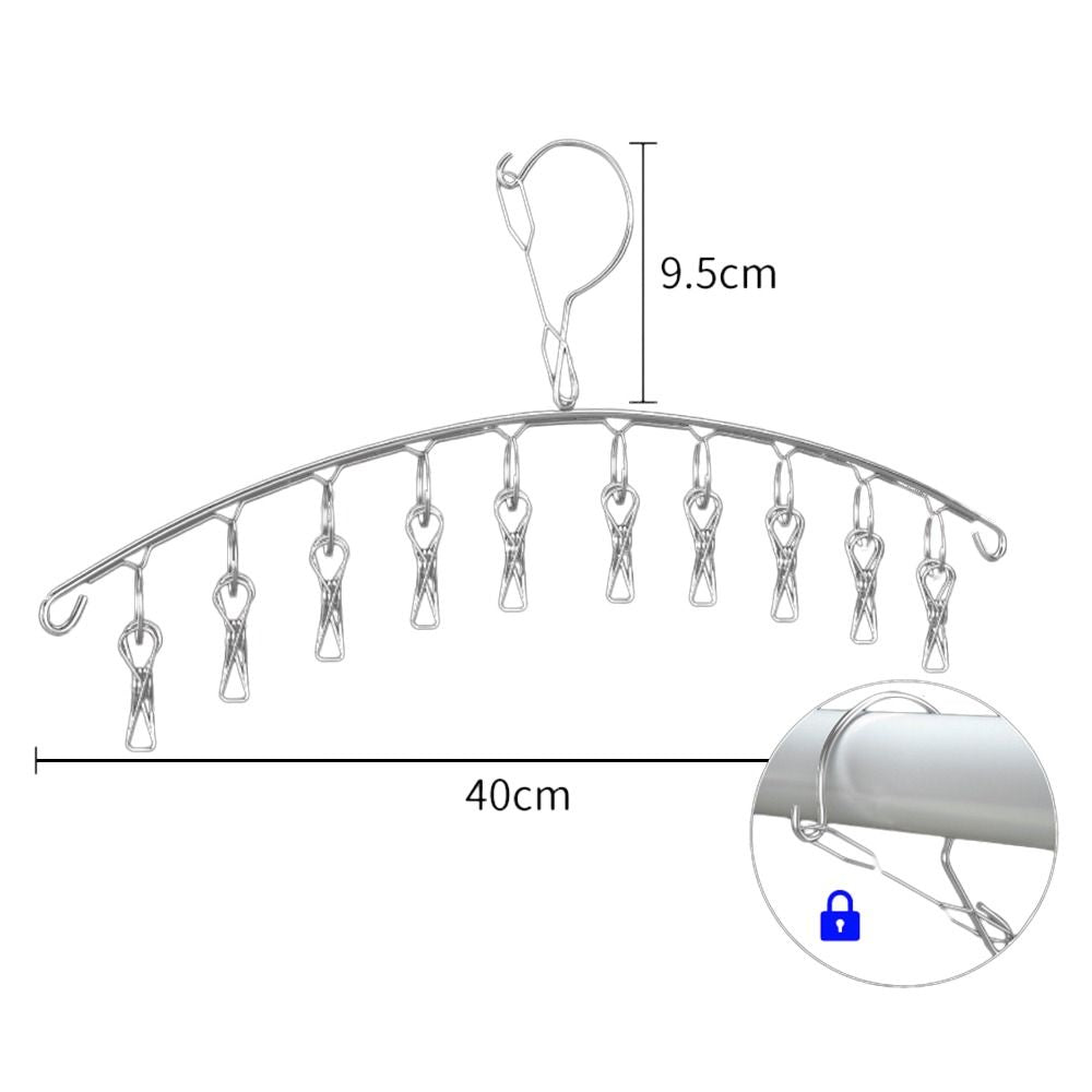 SUS304 Stainless Steel Hanger 8 / 10 / 20 Clips Peg Windproof Rust-Proof Laundry Drying Rack Hanging Organiser Balcony