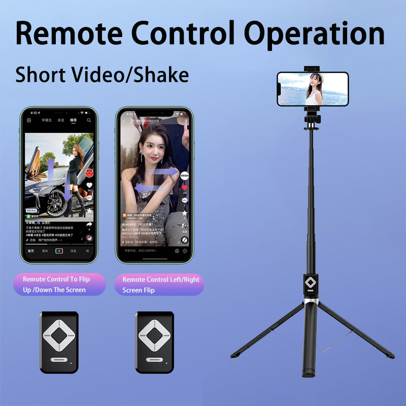 170cm 360° Rotation Wireless Selfie Stick Tripod Monopod with Single/Double Fill Light+Bluetooth Remote Control+Phone Stand Holder