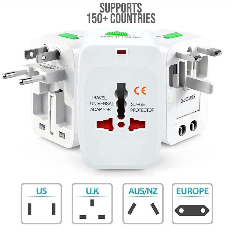 Universal / International / Worldwide Travel Adaptor All-In-One with USB / Type-C Charging Ports