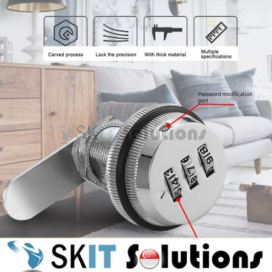 SG HDB Condo Mailbox Lock Mechanical Mail Letter Box Lock Keyless Cabinet 3 Digits Combination Code Password 20mm 30mm