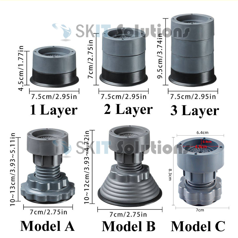 Washing Machine Base Universal Anti Vibration Skid Feet Pads Rubber Adjustable Dryer Fridge Refrigerator Non-Slip Mat