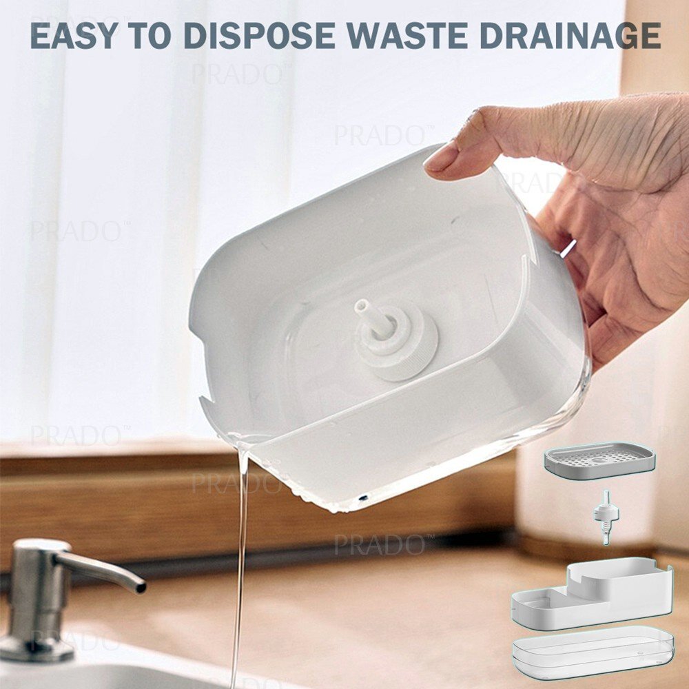 Upgraded 2in1 Dish Soap Dispenser Cleaning Ball Storage Box FREE Sponge Press Type Manual Kitchen Detergent Dispensing