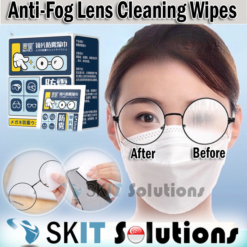 100Pcs Disposable Anti-Fog Lens Cleaning Wipes Pack Fog-Proof Cloth for Spectacle Glasses Camera Mobile Phone Screen