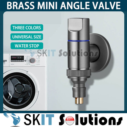 【SKIT SG】Universal Bathroom Washing Machine Faucet Mini Brass Angle Valve Bidet Dual-purpose Valve Dual-control Dual-cooking Faucet Quick Installation