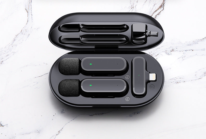 Wireless Lavalier Microphone With Charging Box Case Audio Video Recording Bluetooth Lapel Mic for i-Phone Android Vlog