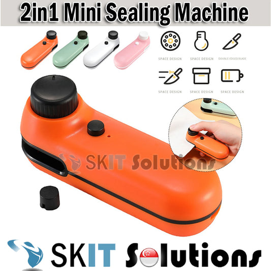 2IN1 Mini Heat Bag Sealing Cutter Machine Hand Sealer Food Resealer Device Seal Store Snack Plastic Bag USB Charging