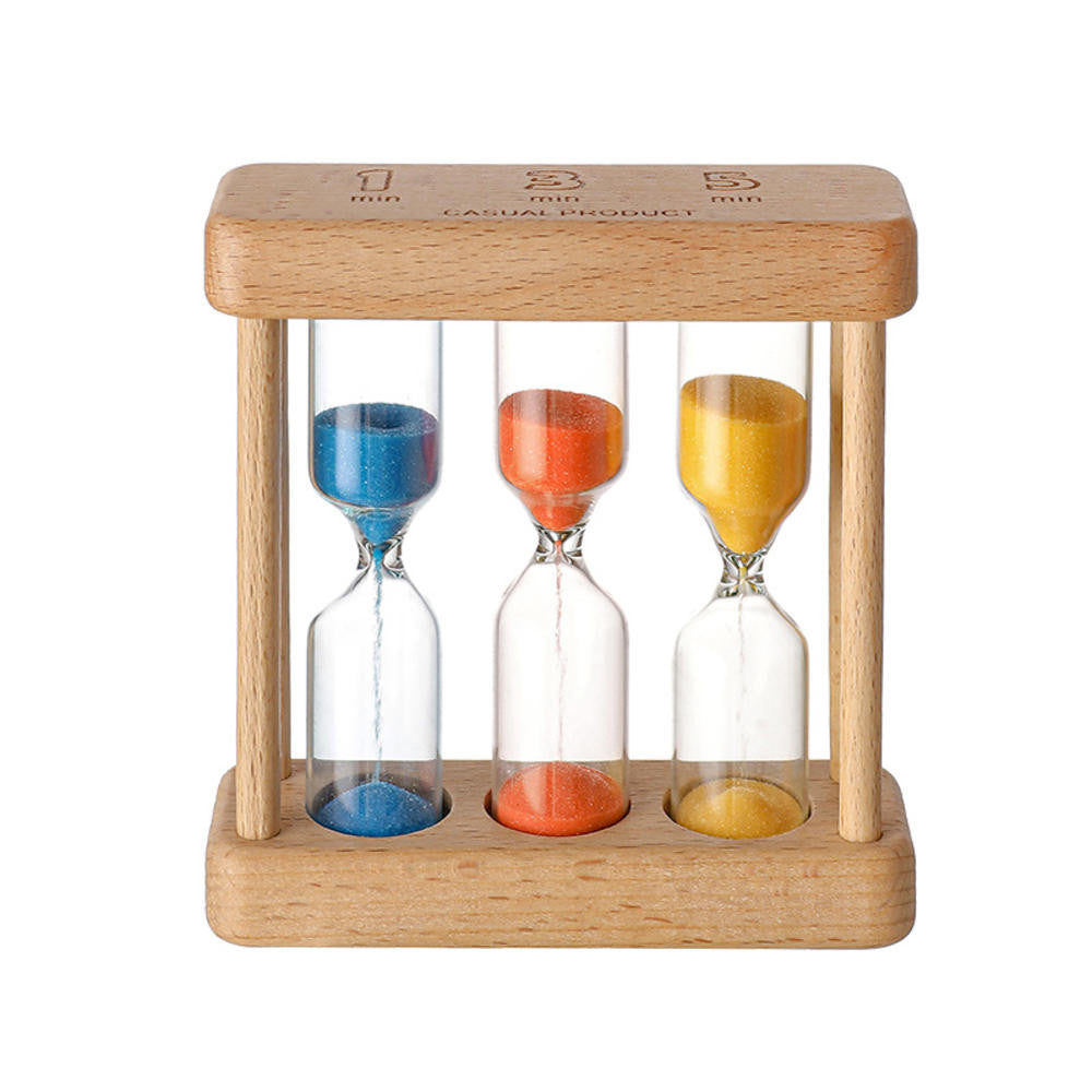 1/3/5Min Wooden Sand Glass Timer Hourglass 1 3 5 Minute Kitchen Study Desk Decor Gift Clock for Kids