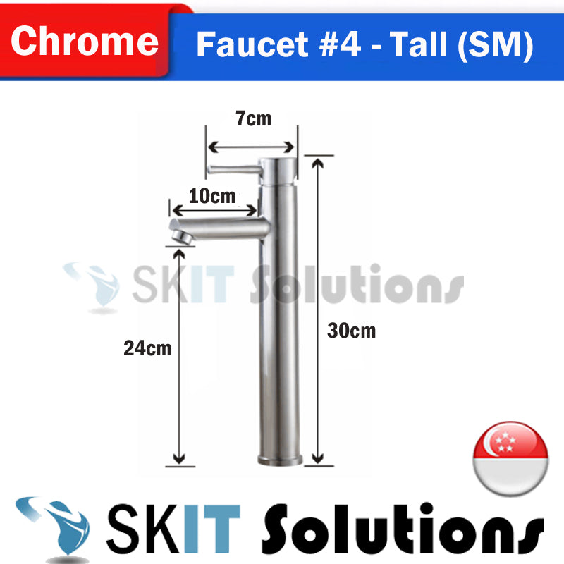 Short / Tall SUS304 Stainless Steel Toilet Wash Basin Faucet Cold Water Tap Household Under Table Bathroom Cabinet Washbasin Sink