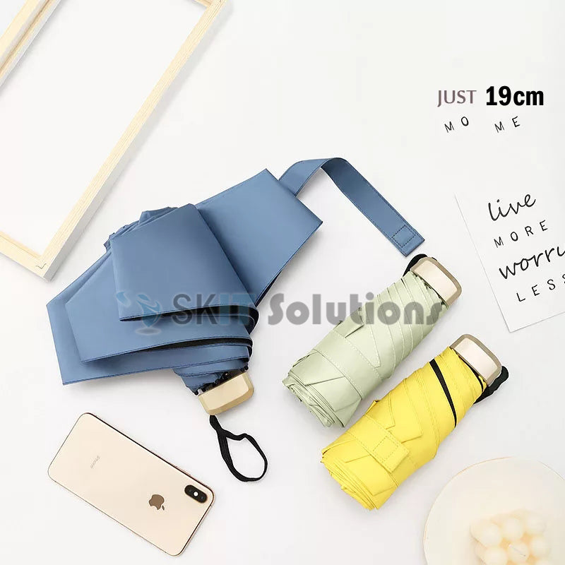 Mini Pocket Folding Tiny Umbrella Light Weight 5 Fold 6 Ribs Anti UV Coating Protection UPF50+ Windproof WaterProof