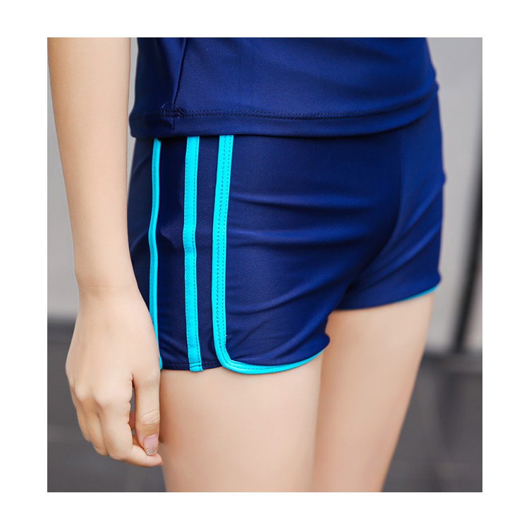 2 Pcs Women Swimming Suit Swim Wear Ladies Swimwear Two Piece Swimsuit Short Sleeve Top Shirt+Bottom Short/5-Point Pants