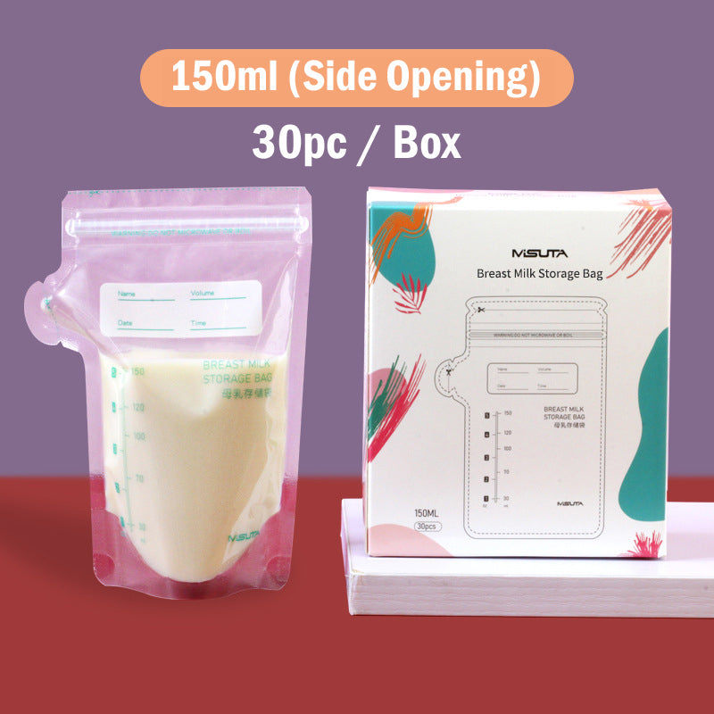 Misuta 150/200ml Breastmilk Breast Milk Storage Freezer Bags Containers with Spout Double Zipper BPA Pre-Sterilised Leakproof