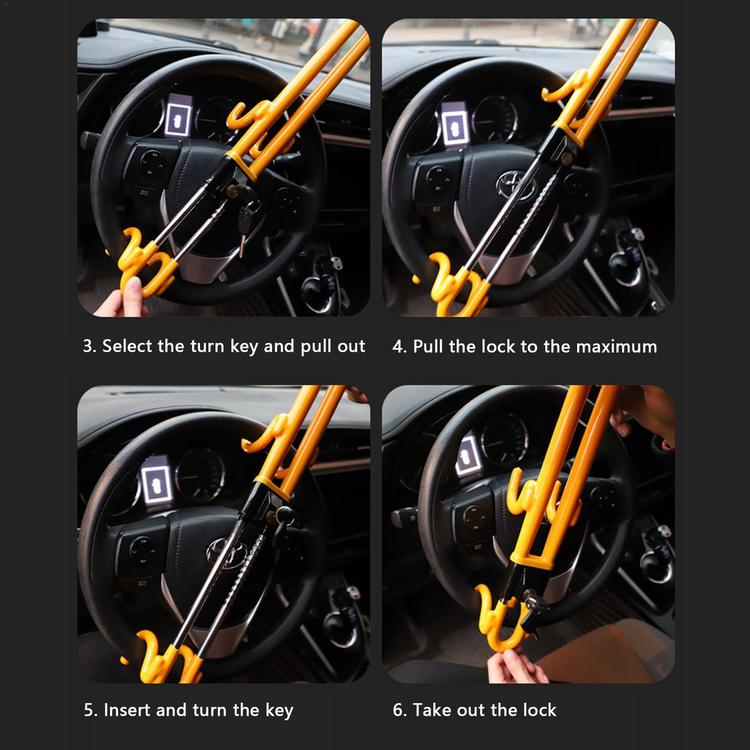Twin Hook Car Steering Wheel Lock Anti-Theft Vehicle Double Antitheft Locking Device Theft Security Protection Essential