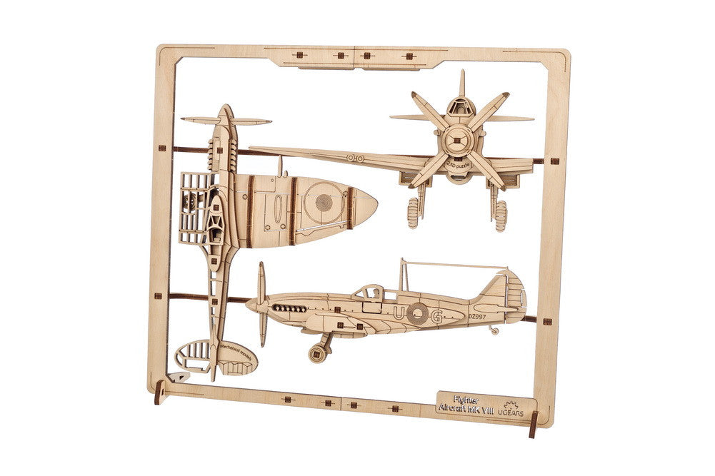 Ugears Fighter Aircraft 2.5D Mechanical Puzzle ★Mechanical 3D Puzzle Kit Model Toys Gift Present Birthday Xmas Christmas Kids Adults
