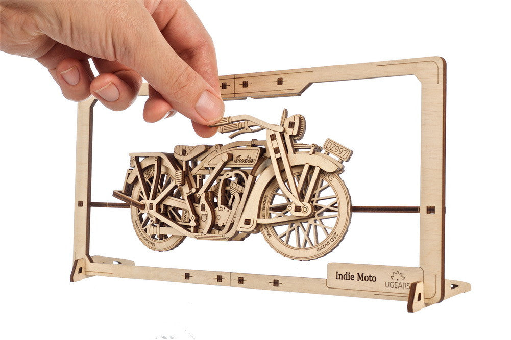 Ugears Indie Moto 2.5D Mechanical Puzzle Kit Model Toys Gift Present Birthday Xmas Christmas Kids Adults