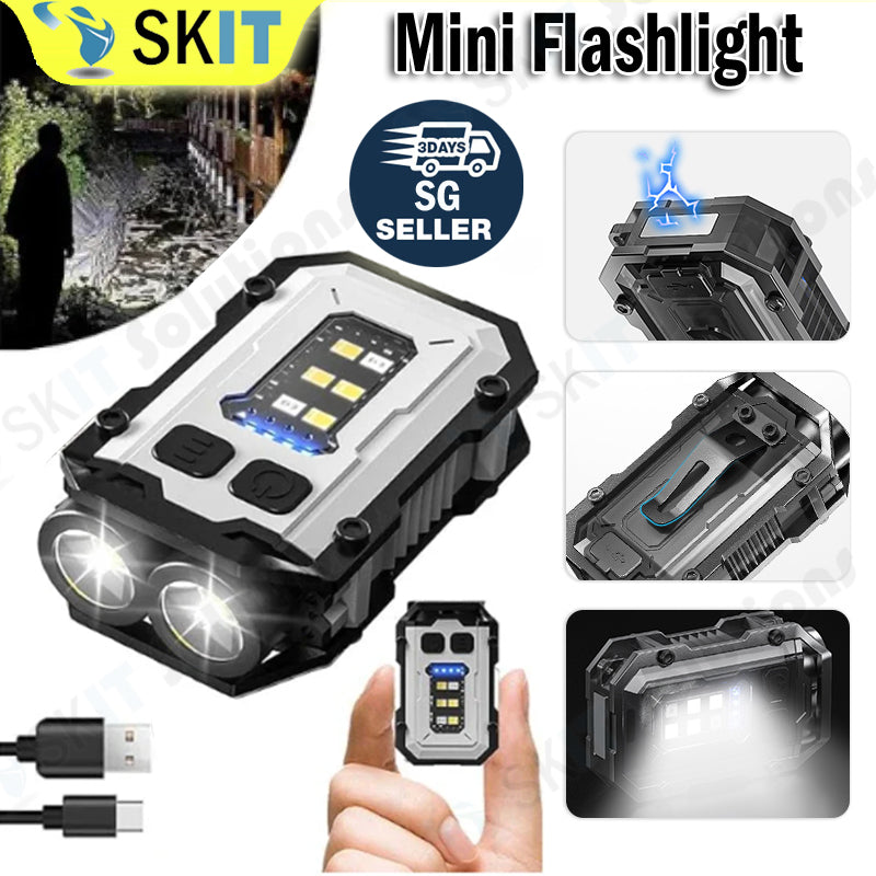 Portable Mini Flashlight Torch COB LED Work Light Waterproof USB-C Rechargeable Magnetic Emergency Lamp