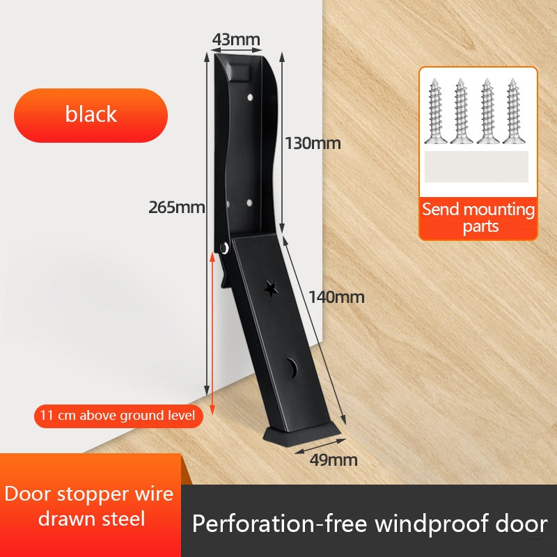 Aluminum Alloy Door Stopper Hand Foot Step Blocker Windproof Anti-Pinch No Drill Silent Non-Slip