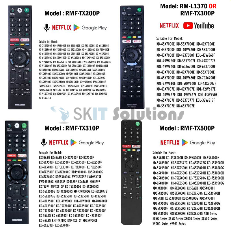 Replacement Sony Smart Bravia TV Remote Control w/ Voice RM-L1370 RMT-TX300P TX800P TX800U TX520P TX500P TX310P TX200P