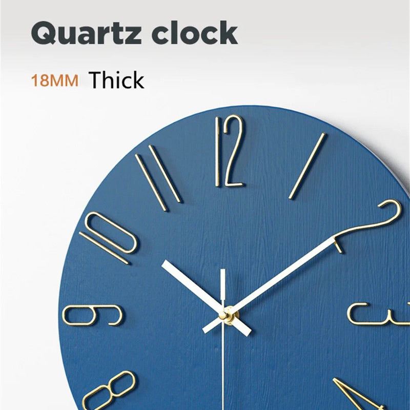 12 Inch Nordic Style Silent Hanging Wall Clock 30cm Minimalist Modern 3D Quartz Home Bedroom Office