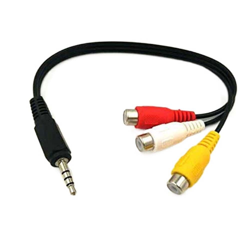 28cm 3.5mm AUX Male Stereo Jack to 3 RCA Female 3RCA AV Adapter Cable Audio Video Playback Mini Plug