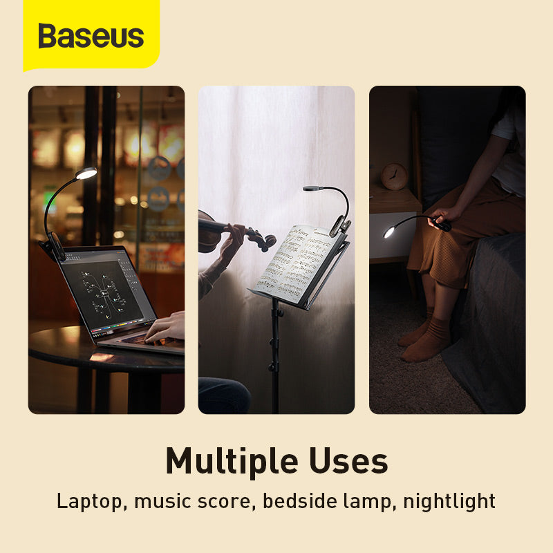 Baseus Comfort Reading Mini Clip On Table Desk Bedside LED Lamp Rechargeable Wireless Dimmable Bedroom Night Light