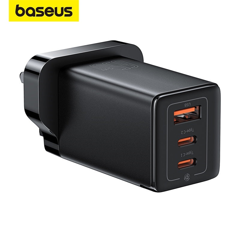 Baseus GaN5 Pro 65W Fast Charger PD3.0 QC4.0 USB C Quick UK Plug Adapter Safety Mark Free 1M Type-C Cable
