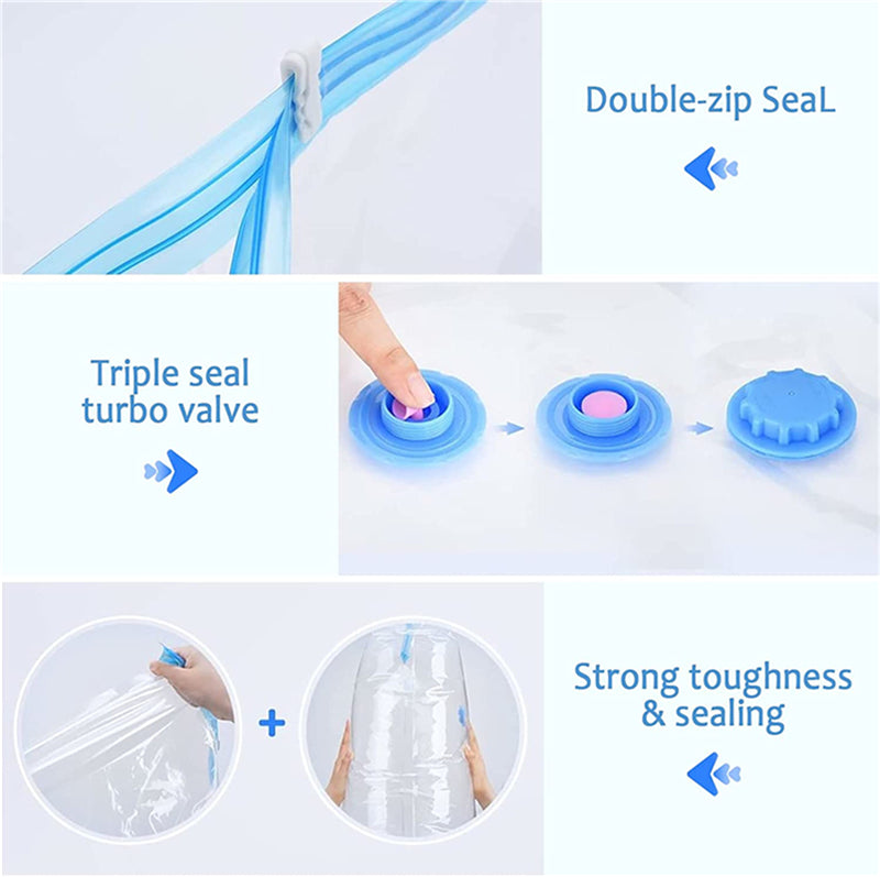 Travel Vacuum Storage Bag Space Saving Saver Sealer Compression Sealing Bags Double Zipper Seal Clothes Pillow Organizer