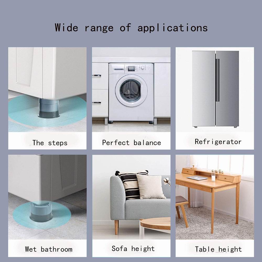 Washing Machine Base Universal Anti Vibration Skid Feet Pads Rubber Adjustable Dryer Fridge Refrigerator Non-Slip Mat