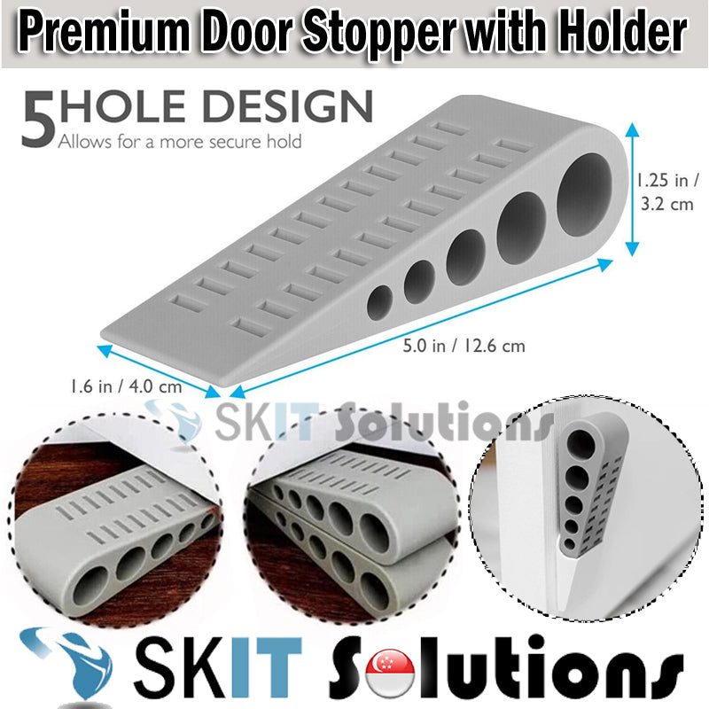 Premium Heavy Duty Door Stopper with Storage Holder No Sliding Doorstop Rubber Stop Blocker Doorstoppers Wedge Anti Pinch