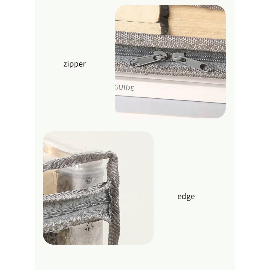 Transparent Storage Bag Zipper Clear Pouch Clothes Comic DVD Book Organizer with Handle Zip Tote