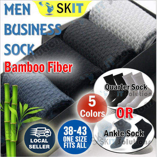 Men Bamboo Fiber Business Quarter Ankle Socks Cotton Male Breathable Anti-Bacteria Odor Resistant