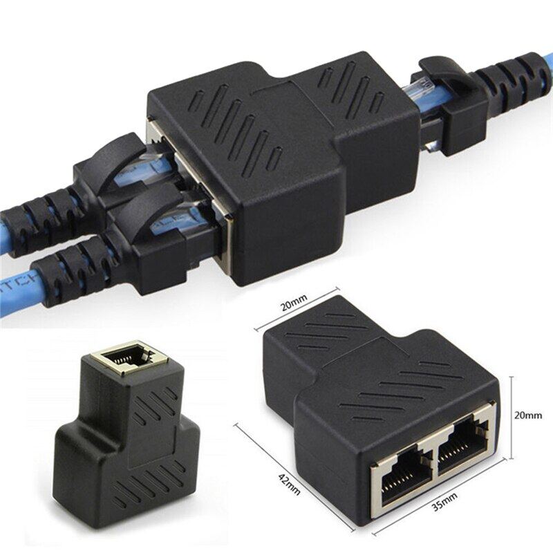 1 to 2 RJ45 Ethernet Splitter Adapter Network Extender Cable Female to Dual LAN Port for Modem PC