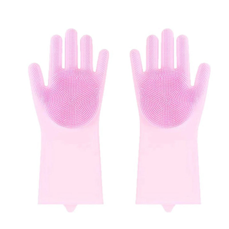 Silicone Pet Bath Gloves for Cats & Dogs – Blue or Pink, 1 Pair