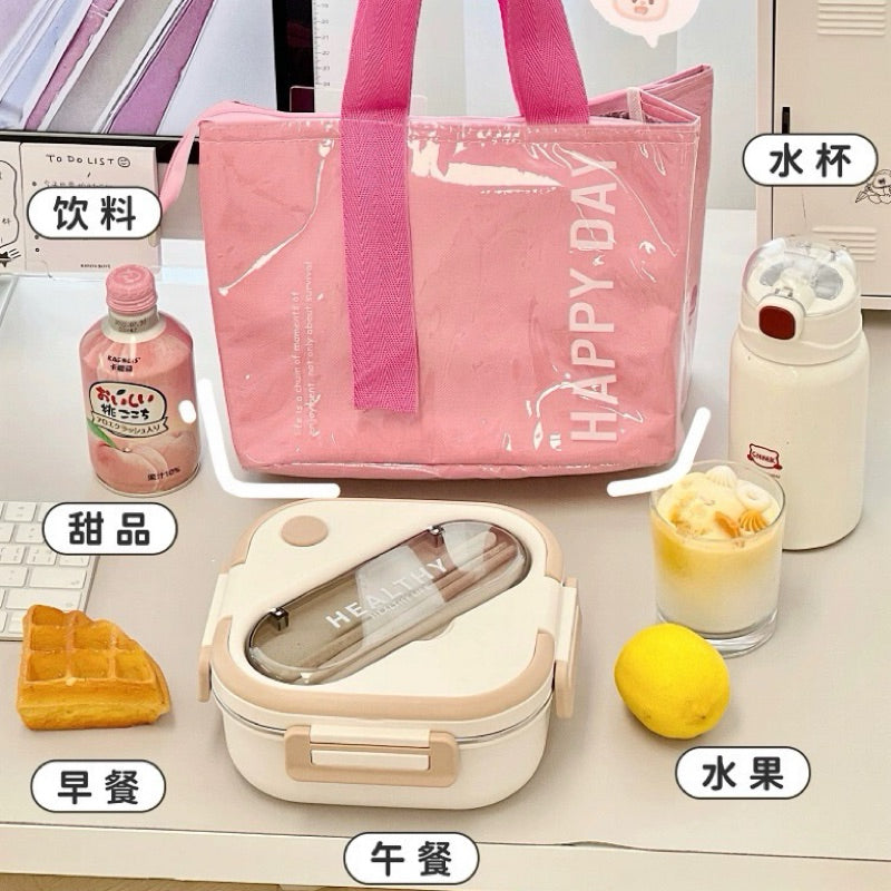 Large Capacity Bento Lunch Bag Waterproof Insulated Thermal Handheld Food Storage for Office Travel