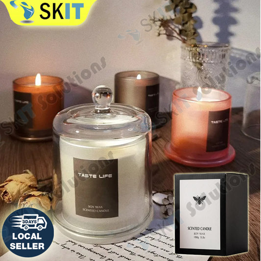 Scented Candle Essential Oil Soy Wax Luxury Glass Jar Home Fragrance Aromatherapy Lavender Rose