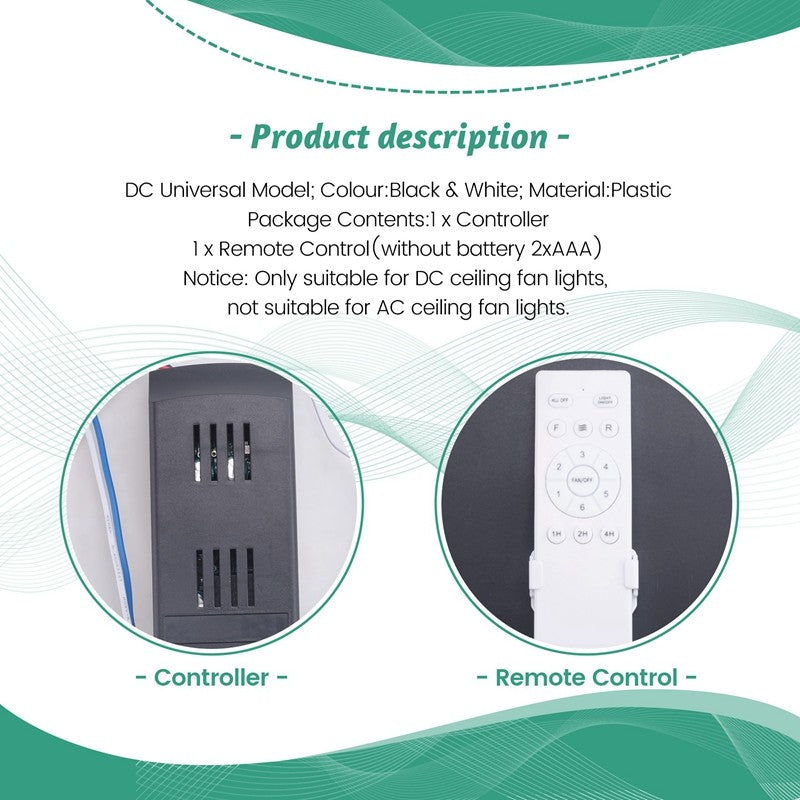 Smart Universal Ceiling DC Fan Lamp Remote Control Kit Receiver 6 Speed Timing Wireless Controller