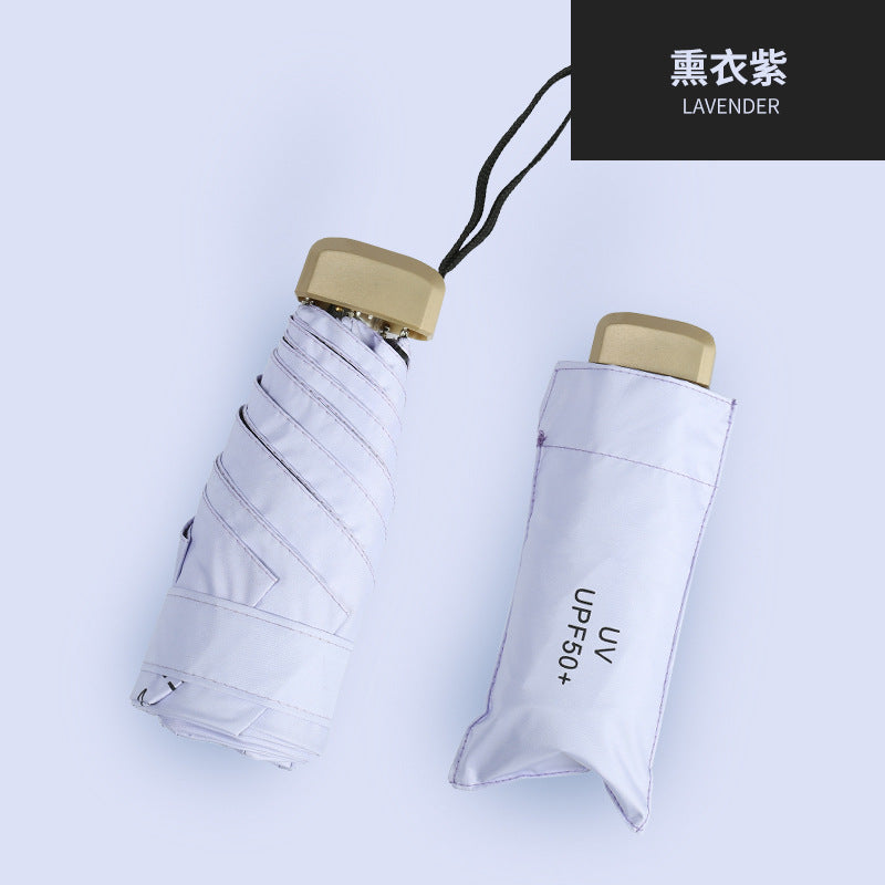 Mini Pocket Folding Tiny Umbrella Light Weight 5 Fold 6 Ribs Anti UV Coating Protection UPF50+ Windproof WaterProof