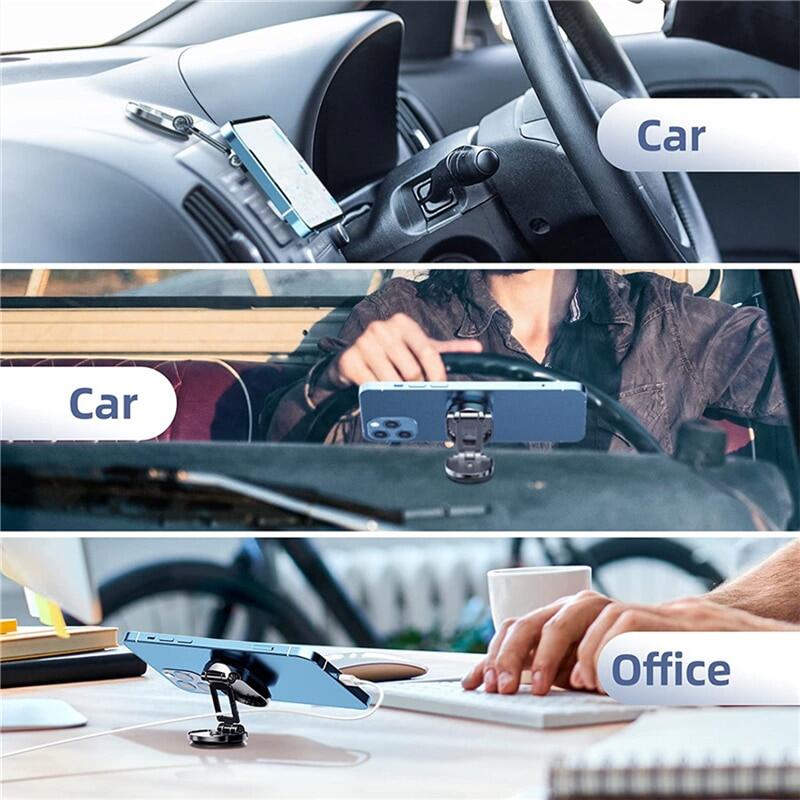 Mini Foldable Strong Magnetic Car Phone Holder Folding Metal Mobile Phone Car Mount Rotatable Dashboard Stand Bracket