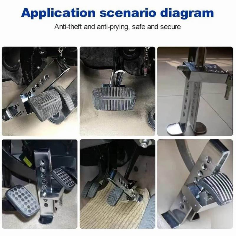 Universal Car Pedal Lock Anti-Theft Auto Solid Stainless Steel Brake Clutch Lock Vehicle Security Protection Supplies