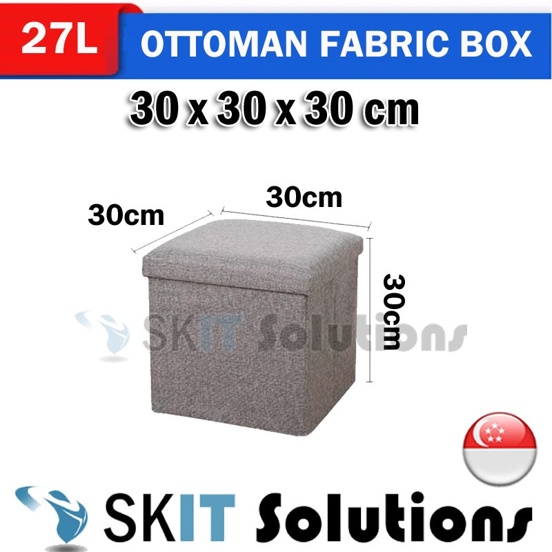 Ottoman Fabric / Leather Storage Box Foldable Sofa Seat Stool Organizer Bench Home Living Space Saving Organiser