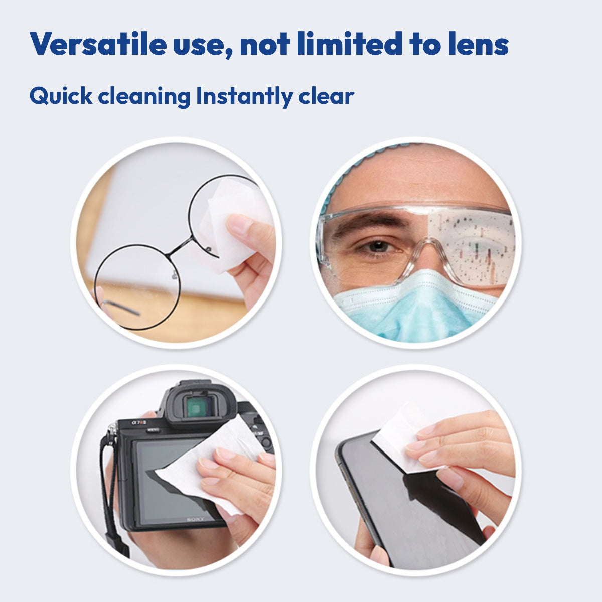 100Pcs Disposable Anti-Fog Lens Cleaning Wipes Pack Fog-Proof Cloth for Spectacle Glasses Camera Mobile Phone Screen