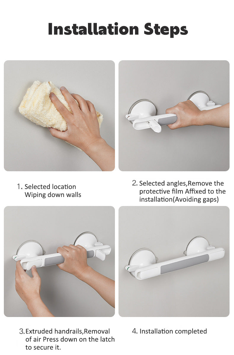 Suction Cup Grab Bar Handrails Handle Bathtubs Showers Toilet Bathroom Washroom Safety Armrest Helping Elderly Child