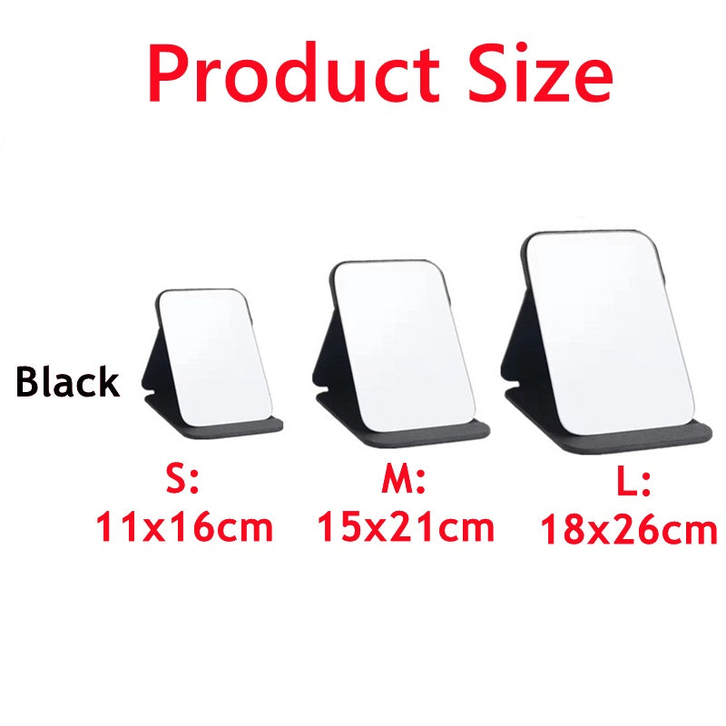 Foldable PU Leather Makeup Mirror Desktop Portable Pocket Cosmetic Travel Vanity Rounded Corner