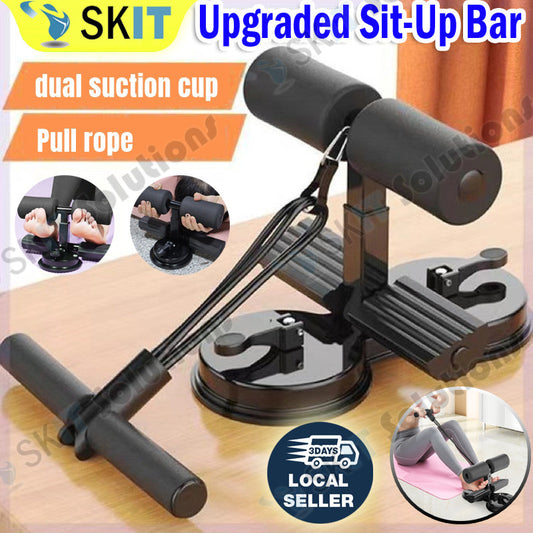 Upgraded Sit Up Bar With Resistance Band Suction Cup Adjustable Foot Support Abs Trainer Home Gym
