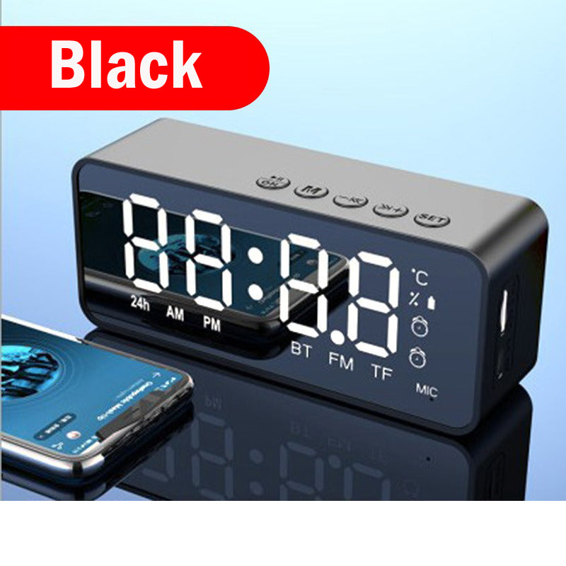 Rechargeable Mirror LED Digital Display Alarm Clock Bluetooth 5.0 Wireless Speaker FM Alarm TF Music