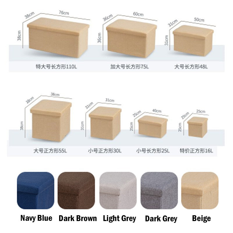 Ottoman Fabric / Leather Storage Box Foldable Sofa Seat Stool Organizer Bench Home Living Space Saving Organiser