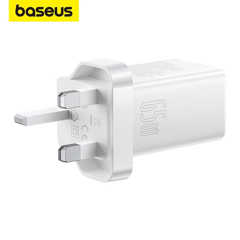 Baseus GaN5 Pro 65W Fast Charger PD3.0 QC4.0 USB C Quick UK Plug Adapter Safety Mark Free 1M Type-C Cable