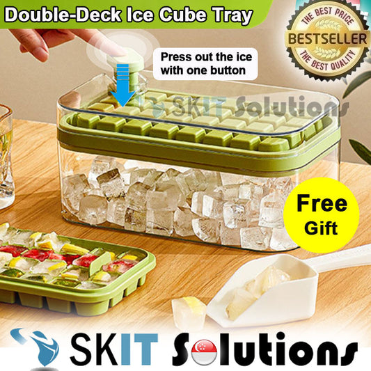 Ice Making Box Ice Cube Maker Tray Ice-Making Mould Storage Box Tool Gadget One Click Demolding Stackable Ice Grid Mold